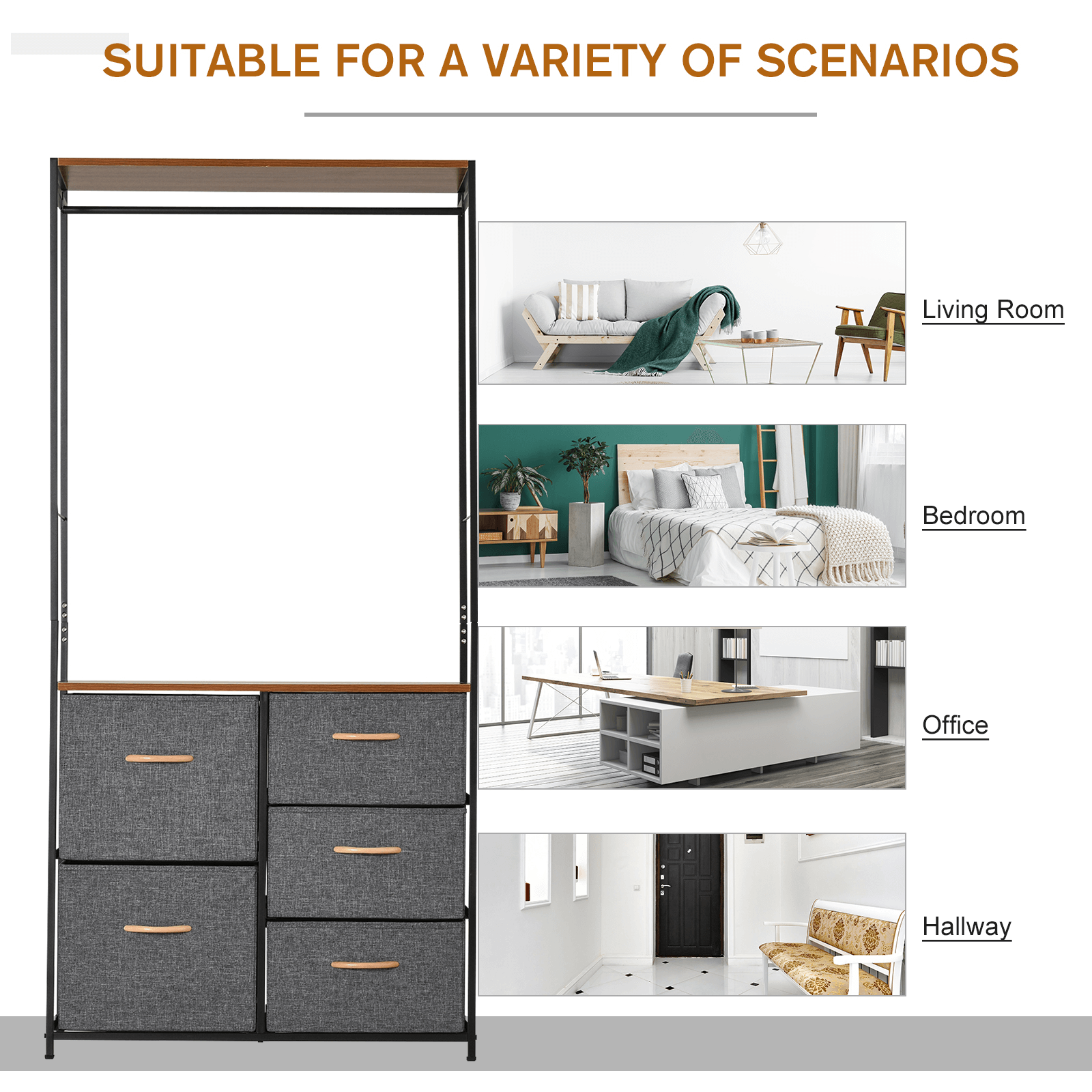 5-Drawer Chest with Coat Rack - Modern Storage Furniture, Upgrade your home with our stylish 5-drawer chest and coat rack. Perfect for bedrooms and hallways, it offers ample storage and elegance.