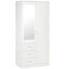 HOMCOM 180cm Modern Mirror Wardrobe - Sleek & Stylish, Organize your space with HOMCOM's modern wardrobe, featuring adjustable shelves, a hanging rail, and 3 drawers for efficient storage.