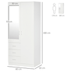 HOMCOM 180cm Modern Mirror Wardrobe - Sleek & Stylish, Organize your space with HOMCOM's modern wardrobe, featuring adjustable shelves, a hanging rail, and 3 drawers for efficient storage.