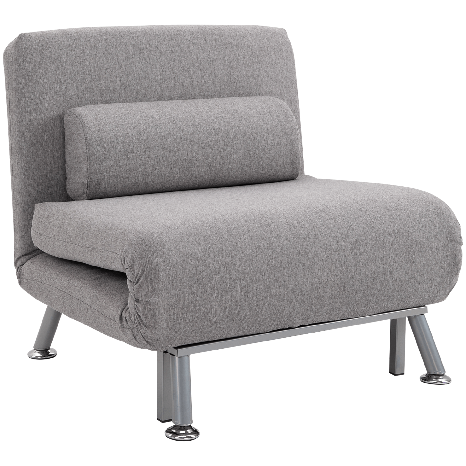 Grey Convertible Single Sofa Bed - Foldable & Portable, Effortlessly switch between a sofa chair and a bed. Ideal for small spaces, guest sleepovers, this sturdy and comfy design is perfect for your living room.