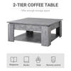 2-Tier Wood Coffee Table with Storage Shelf, Modern grey wood grain coffee table. Stylish, functional design with ample storage for books and magazines. Perfect for your living room.