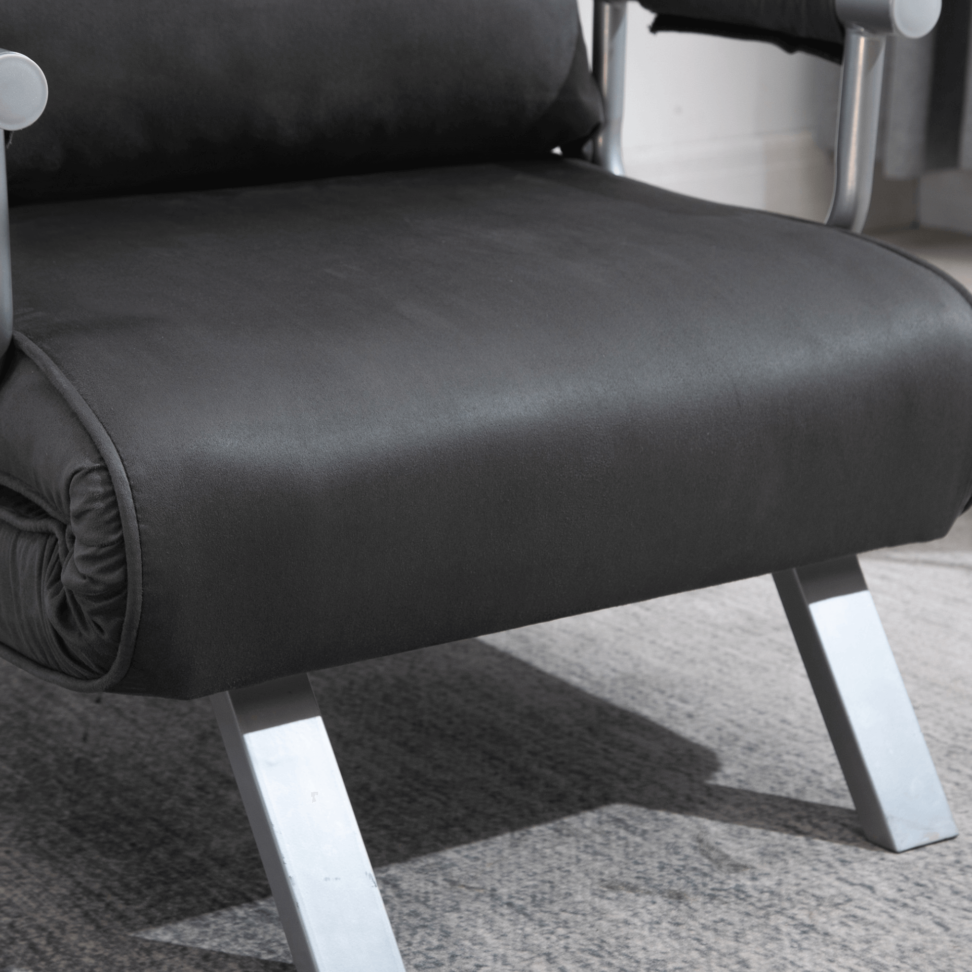 Modern 2-In-1 Single Sofa Bed Sleeper | Dark Grey, Discover space-saving comfort with our foldable armchair bed. Ideal for home & office, it easily converts from a chair to a bed with included pillow.