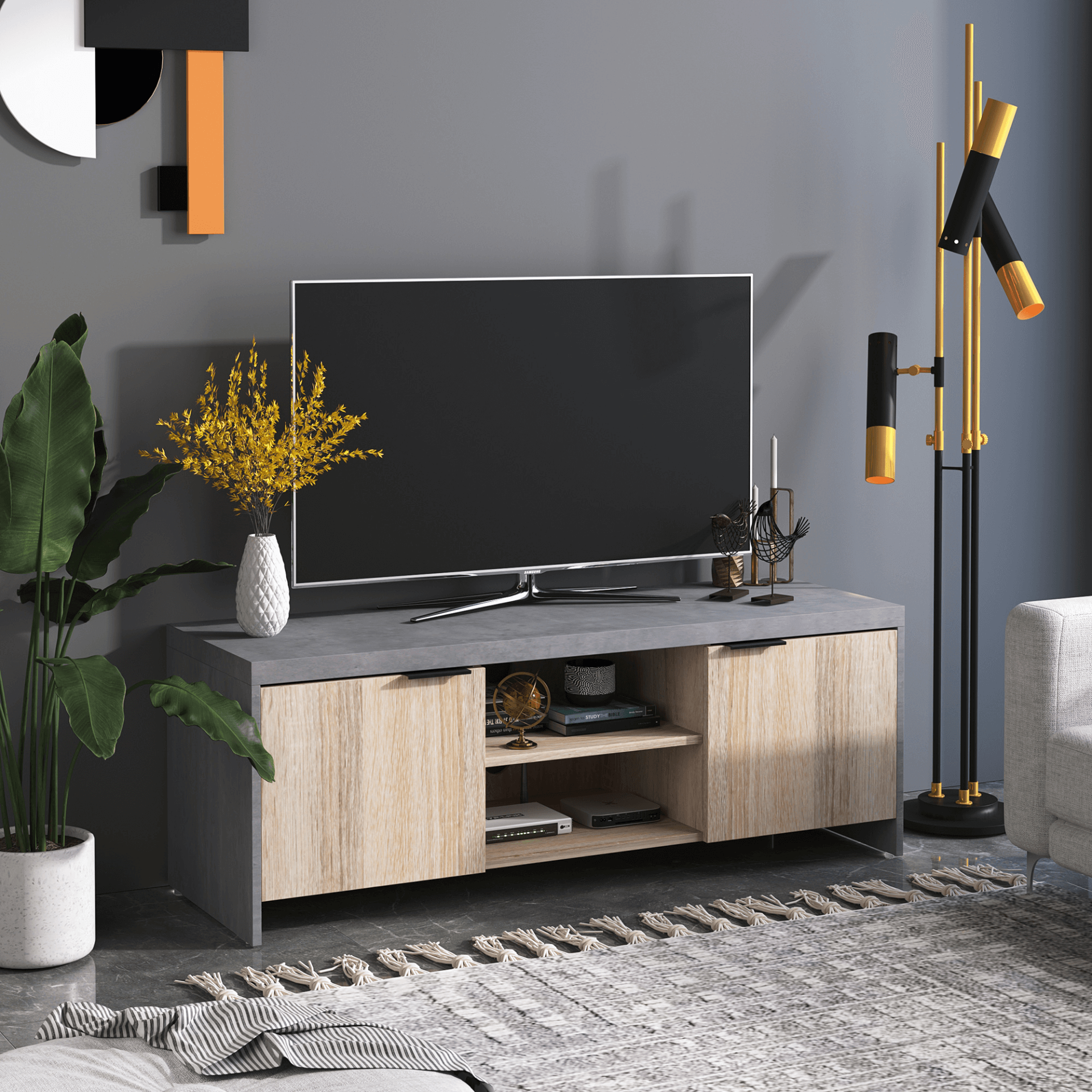 1.2M Wooden TV Stand | Stylish & Durable Media Center, Enhance your living room with the 1.2M Wooden TV Stand Cabinet. Supports 50-inch TVs with ample storage for all your media needs.