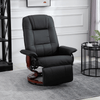 Manual Recliner Chair | Faux Leather Armchair, Discover the perfect black faux leather recliner with a sturdy wooden base for living rooms and bedrooms. Footrest and 145° reclining back for total relaxation.