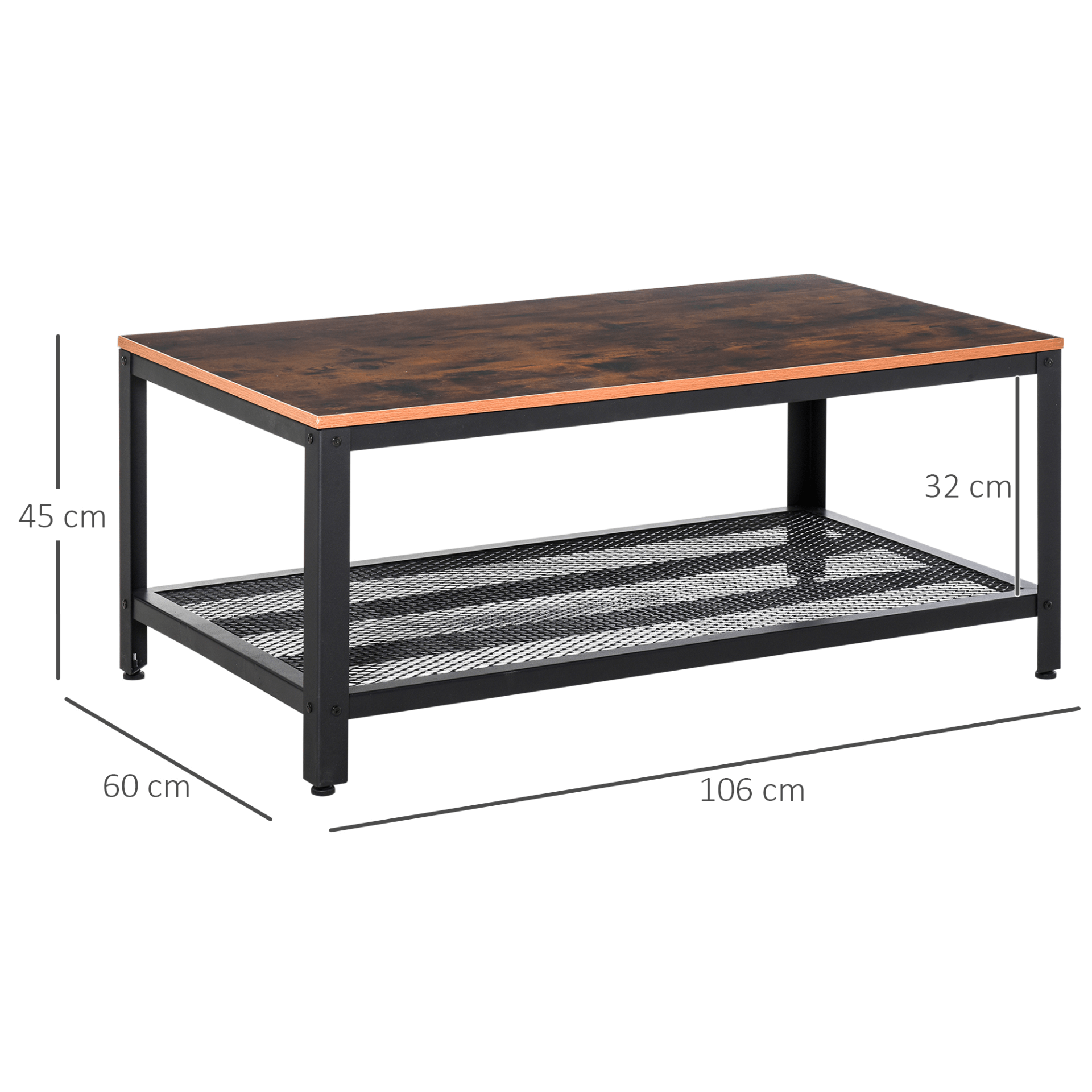 Retro Industrial Coffee Table - Modern Rustic Brown, Upgrade your living room with a retro industrial coffee table. This modern rustic brown side table features a minimal design and metal frame.