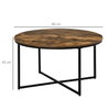 Industrial Round Coffee Table – Rustic Brown, Large, Sturdy, Industrial style coffee table with wood grain surface & metal frame. Spacious tabletop for living room, safe for family settings, durable construction.