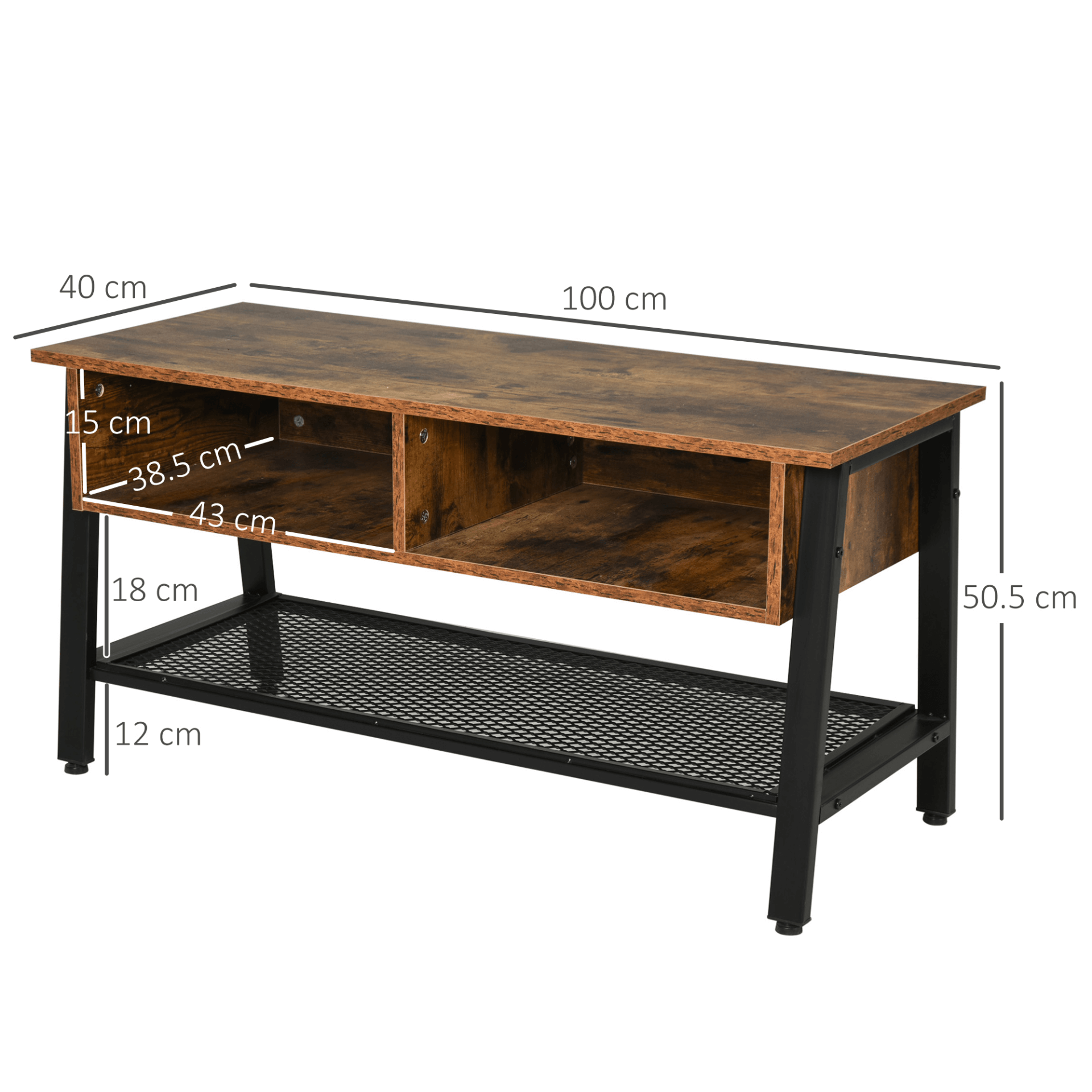 Industrial TV Stand for TVs up to 45 Inches, Elevate your living room with a modern, sturdy, and stylish industrial TV stand. Perfect for TVs up to 45 inches, with three-part storage for added convenience.