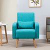 Teal Mid-Century Accent Chair - Linen Upholstered, Elevate your decor with the HOMCOM Teal Accent Chair. Features soft linen-touch fabric and wooden frame, perfect for living rooms and bedrooms.