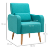 Teal Mid-Century Accent Chair - Linen Upholstered, Elevate your decor with the HOMCOM Teal Accent Chair. Features soft linen-touch fabric and wooden frame, perfect for living rooms and bedrooms.