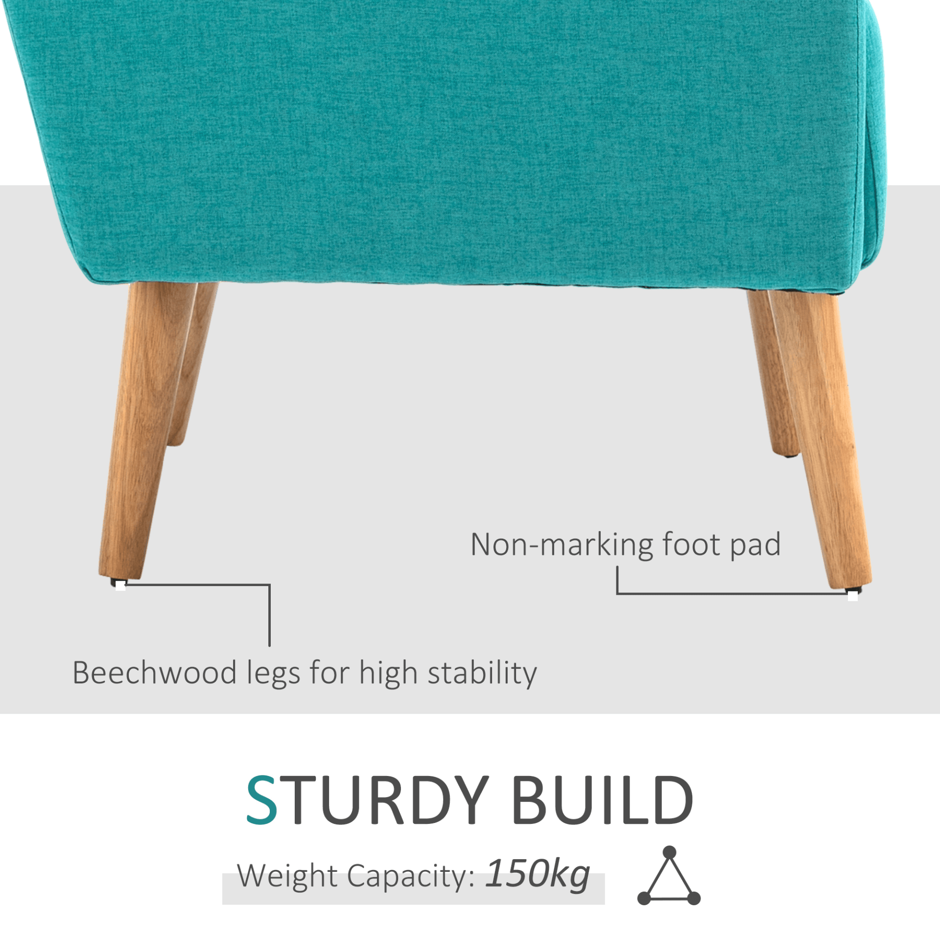 Teal Mid-Century Accent Chair - Linen Upholstered, Elevate your decor with the HOMCOM Teal Accent Chair. Features soft linen-touch fabric and wooden frame, perfect for living rooms and bedrooms.