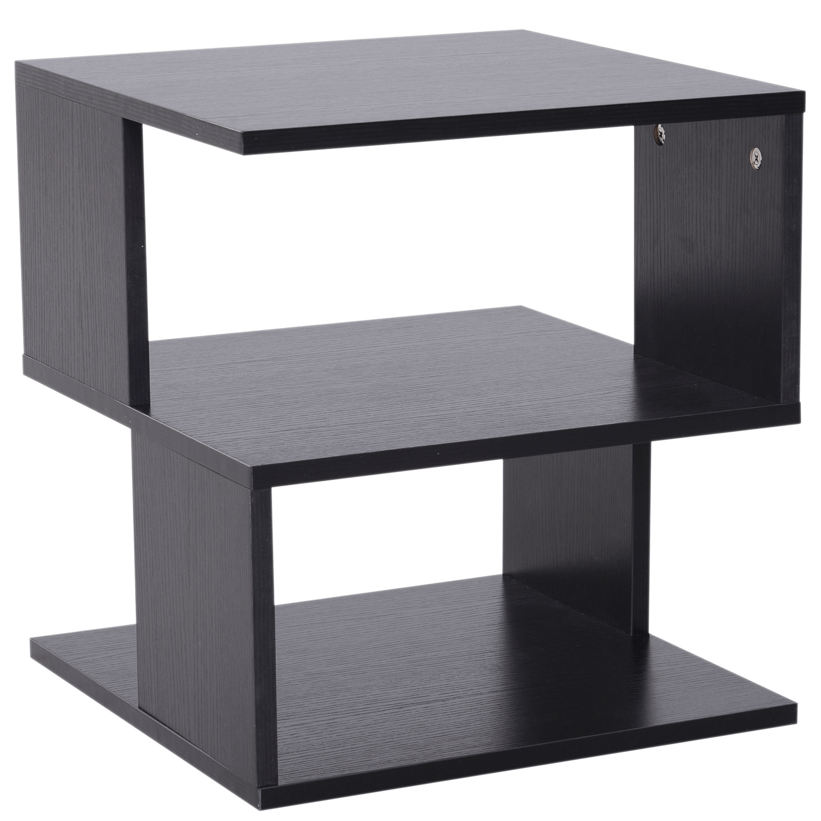 Modern 2-Tier Coffee Side Table - Sleek Black Design, Enhance your living space with this modern 2-tier coffee side table. Sleek black design with storage shelf offers style and practicality for any decor.