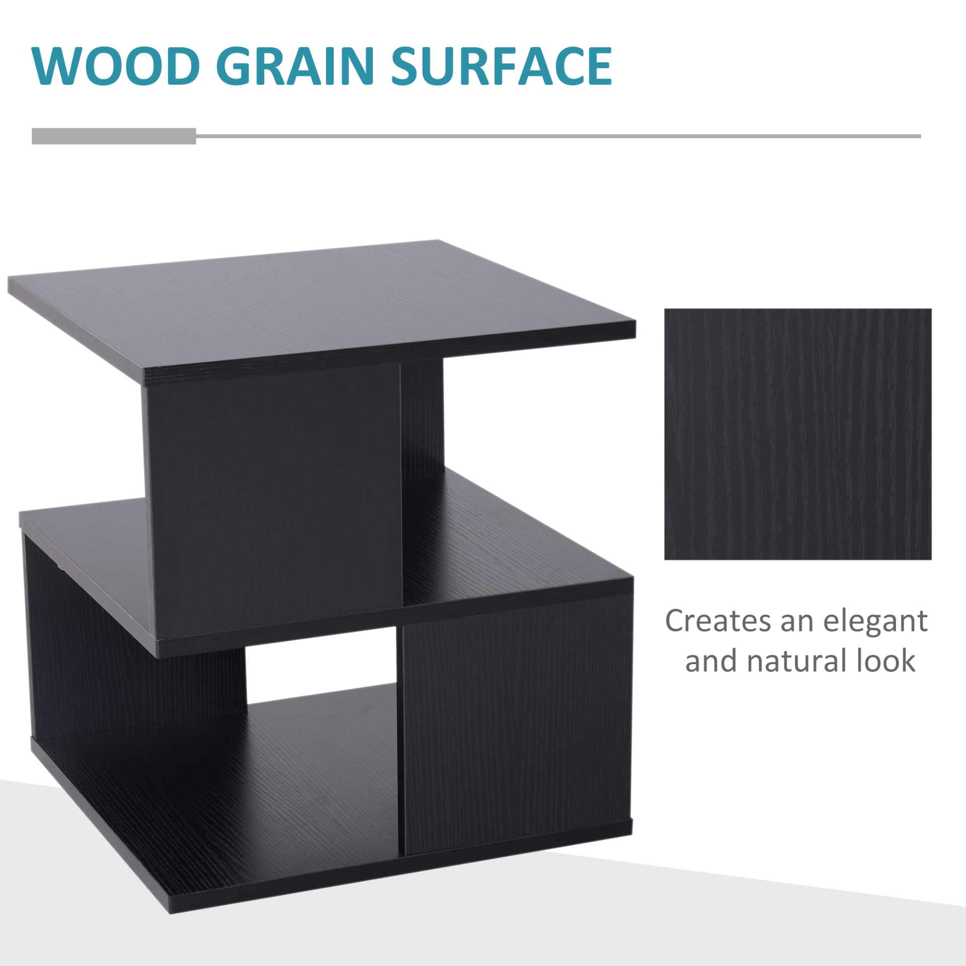 Modern 2-Tier Coffee Side Table - Sleek Black Design, Enhance your living space with this modern 2-tier coffee side table. Sleek black design with storage shelf offers style and practicality for any decor.