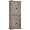 HOMCOM Colonial Kitchen Cupboard - Dark Wood Grain, Elevate your kitchen with the HOMCOM Traditional Colonial Cupboard. Stylish freestanding storage with adjustable shelves for ultimate organization.