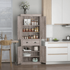 HOMCOM Colonial Kitchen Cupboard - Dark Wood Grain, Elevate your kitchen with the HOMCOM Traditional Colonial Cupboard. Stylish freestanding storage with adjustable shelves for ultimate organization.