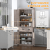 HOMCOM Colonial Kitchen Cupboard - Dark Wood Grain, Elevate your kitchen with the HOMCOM Traditional Colonial Cupboard. Stylish freestanding storage with adjustable shelves for ultimate organization.