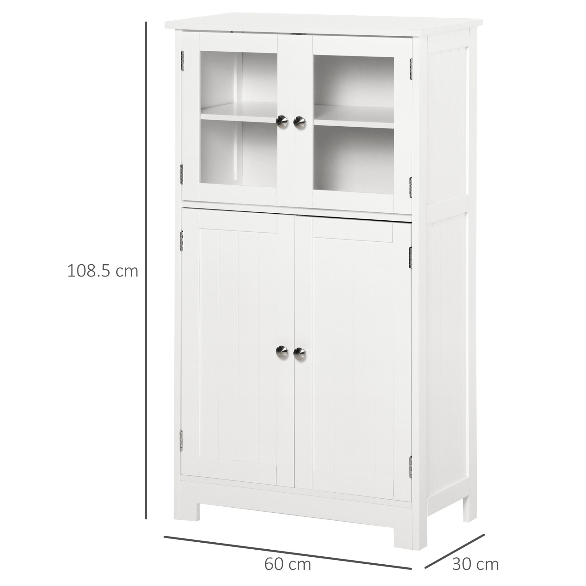 Elegant White Bathroom Storage Cabinet - kleankin, Organize your space with the kleankin White Bathroom Cabinet featuring tempered glass doors and an adjustable shelf for versatile storage.