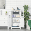 Elegant White Bathroom Storage Cabinet - kleankin, Organize your space with the kleankin White Bathroom Cabinet featuring tempered glass doors and an adjustable shelf for versatile storage.