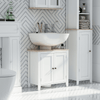 kleankin White Bathroom Sink Cabinet with Storage, Optimize your bathroom space with the kleankin sink cabinet, featuring adjustable shelf and floor storage to accommodate sink pipes effortlessly.