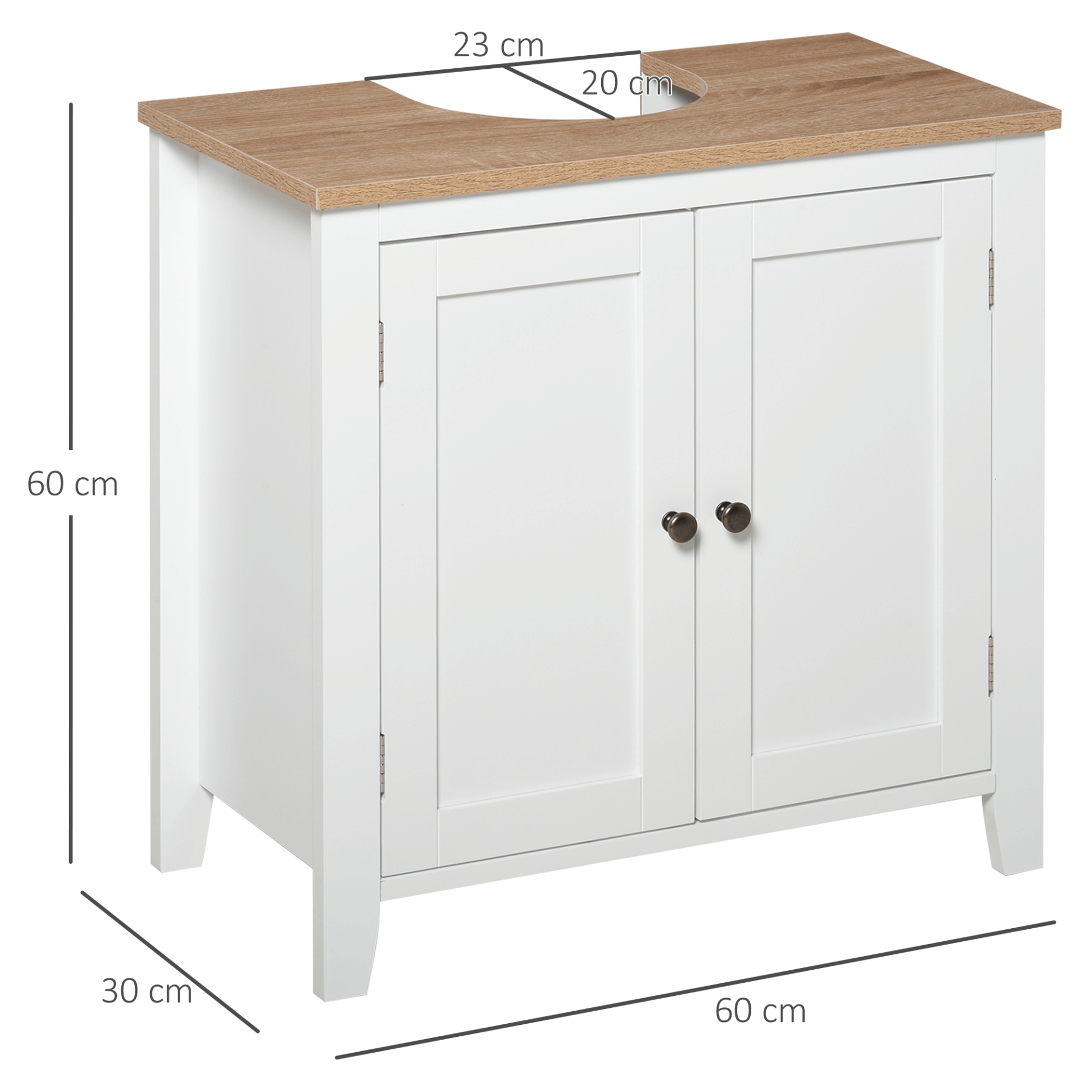 kleankin White Bathroom Sink Cabinet with Storage, Optimize your bathroom space with the kleankin sink cabinet, featuring adjustable shelf and floor storage to accommodate sink pipes effortlessly.