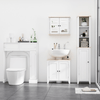 kleankin White Bathroom Sink Cabinet with Storage, Optimize your bathroom space with the kleankin sink cabinet, featuring adjustable shelf and floor storage to accommodate sink pipes effortlessly.