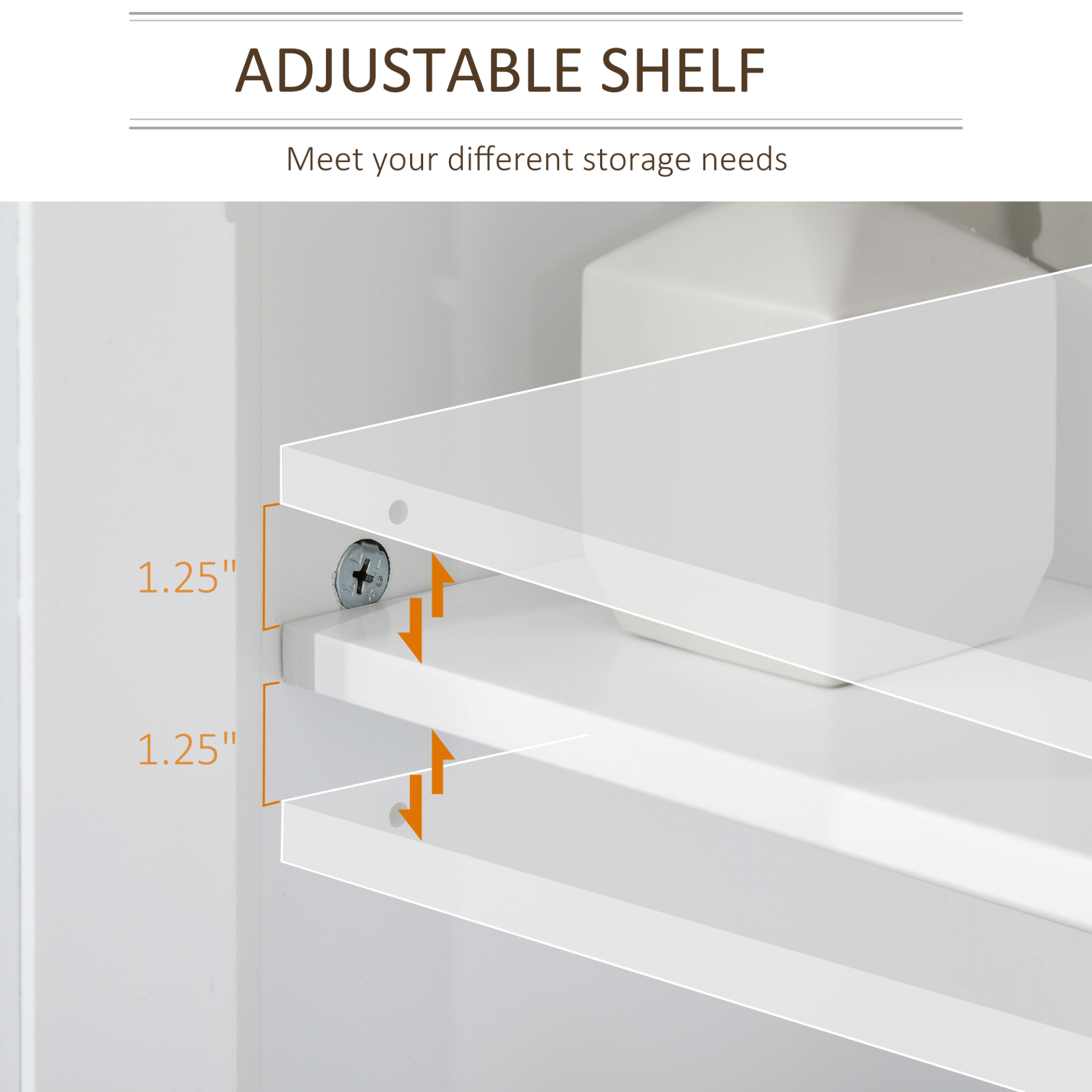 kleankin White Bathroom Sink Cabinet with Storage, Optimize your bathroom space with the kleankin sink cabinet, featuring adjustable shelf and floor storage to accommodate sink pipes effortlessly.