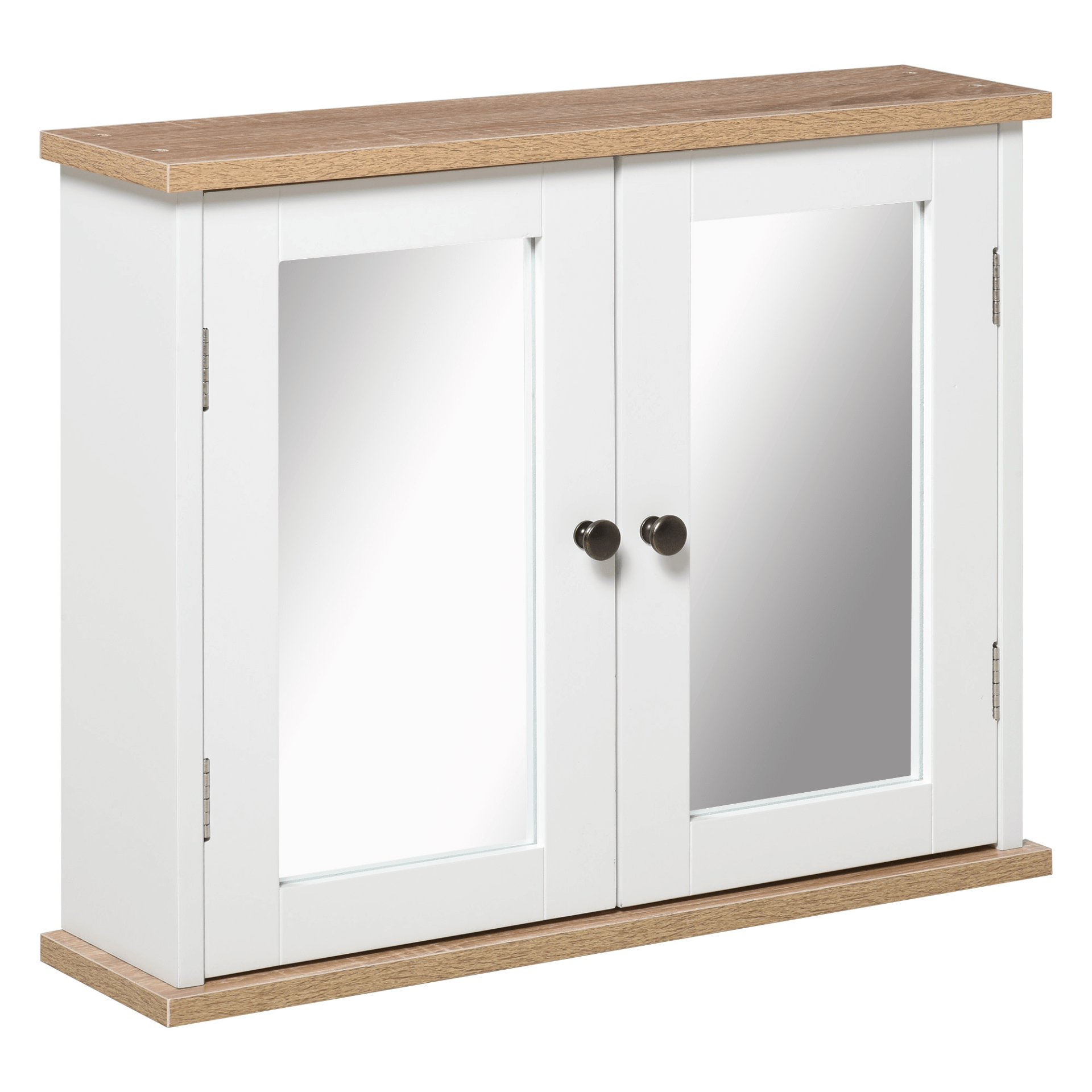 Kleankin Modern Bathroom Mirror Cabinet - White Finish, Elevate your bathroom with the Kleankin Mirror Cabinet featuring double mirror doors and adjustable shelves for stylish, space-saving storage.