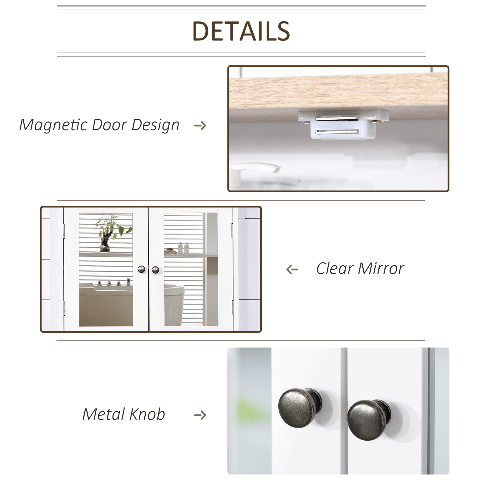 Kleankin Modern Bathroom Mirror Cabinet - White Finish, Elevate your bathroom with the Kleankin Mirror Cabinet featuring double mirror doors and adjustable shelves for stylish, space-saving storage.