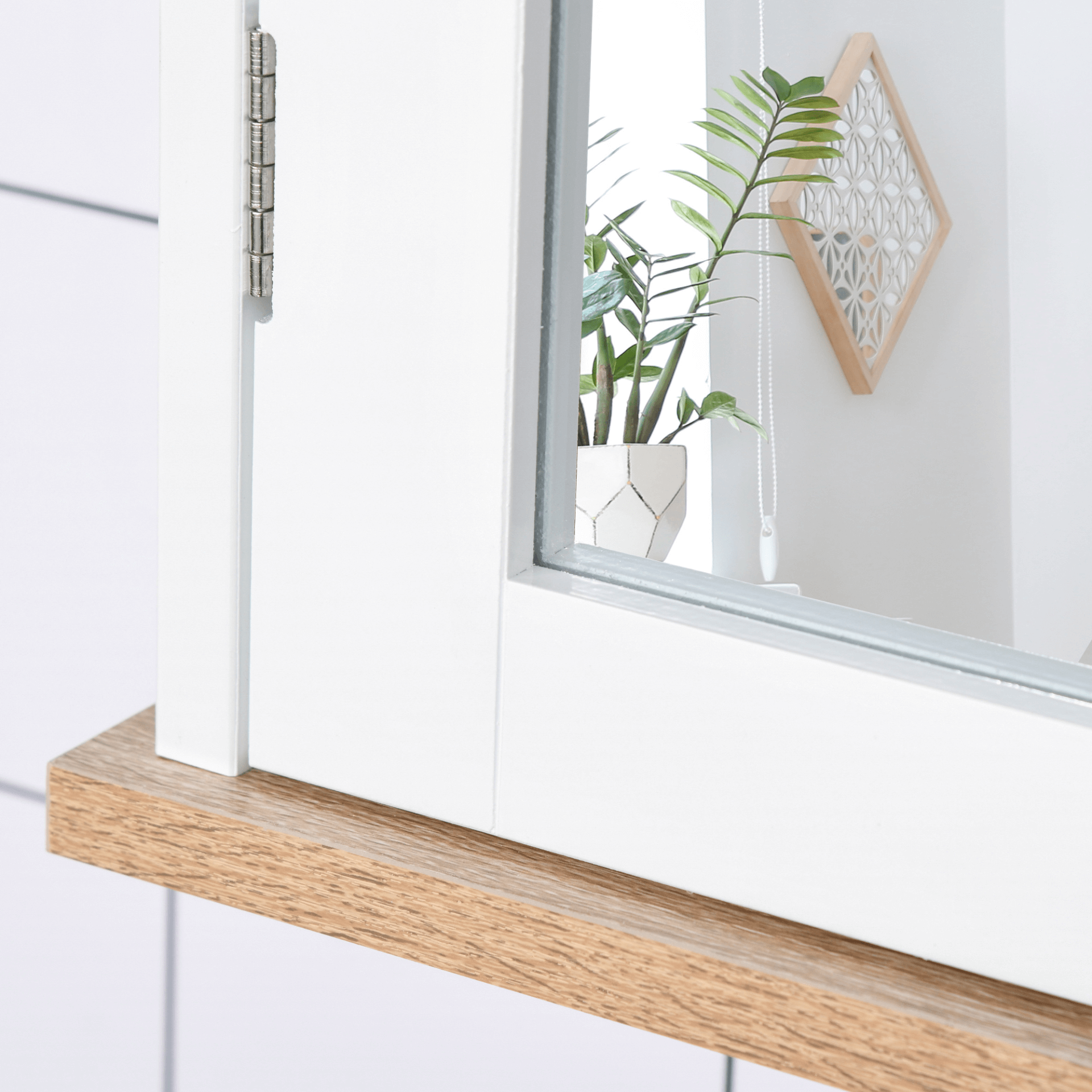 Kleankin Modern Bathroom Mirror Cabinet - White Finish, Elevate your bathroom with the Kleankin Mirror Cabinet featuring double mirror doors and adjustable shelves for stylish, space-saving storage.