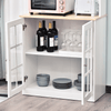 Elegant HOMCOM Kitchen Cupboard with Adjustable Shelves, Upgrade your kitchen with the versatile HOMCOM Freestanding Cupboard, featuring stylish glass doors and ample storage space.