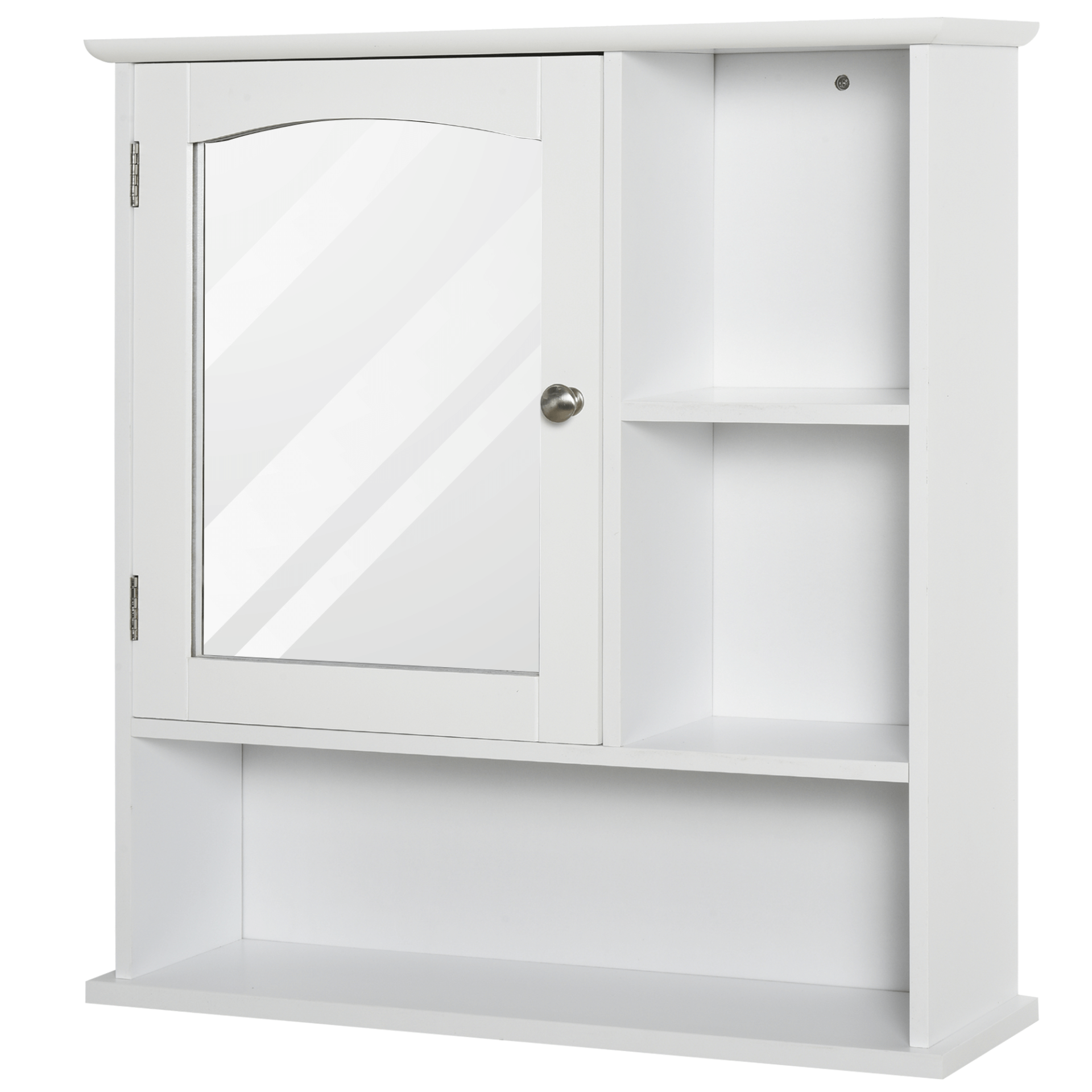 Wall Mount Bathroom Cabinet with Adjustable Shelves, White cabinet with mirror and adjustable shelves, perfect for bathroom, kitchen, or bedroom storage. Stylish design with ample storage space.