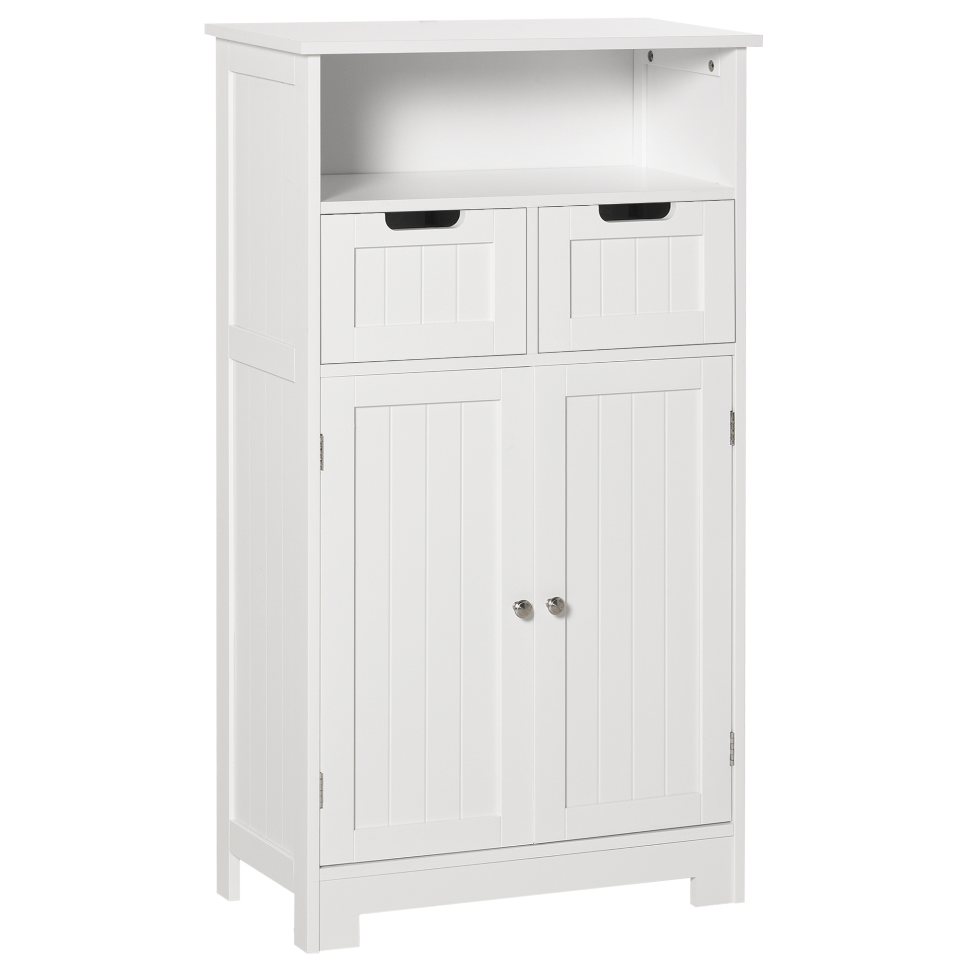 Sleek & Spacious kleankin Bathroom Floor Cabinet - White, Transform your bathroom with the kleankin Free Standing Floor Cabinet. Features ample storage, adjustable shelf and drawers for a clutter-free, stylish space.