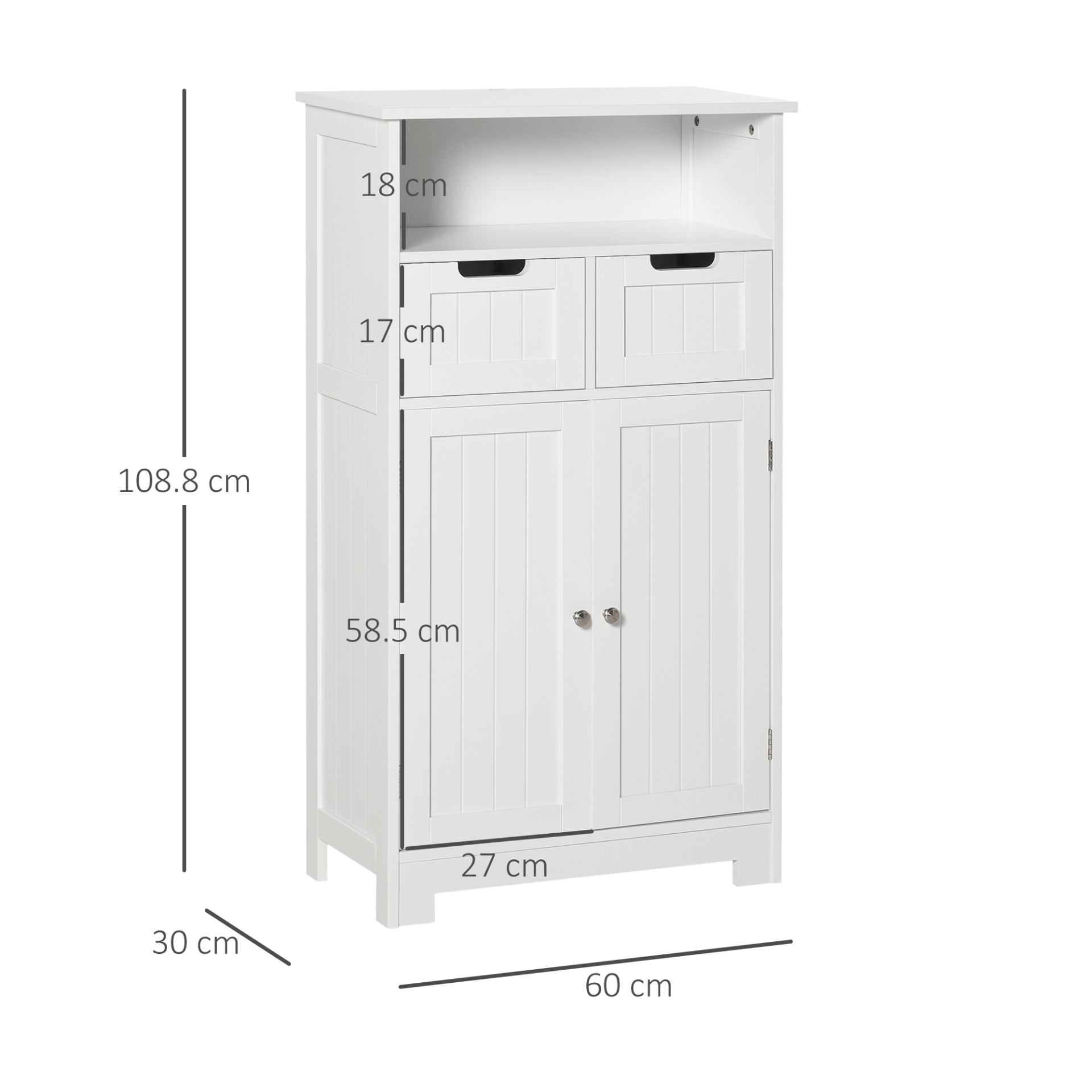 Sleek & Spacious kleankin Bathroom Floor Cabinet - White, Transform your bathroom with the kleankin Free Standing Floor Cabinet. Features ample storage, adjustable shelf and drawers for a clutter-free, stylish space.