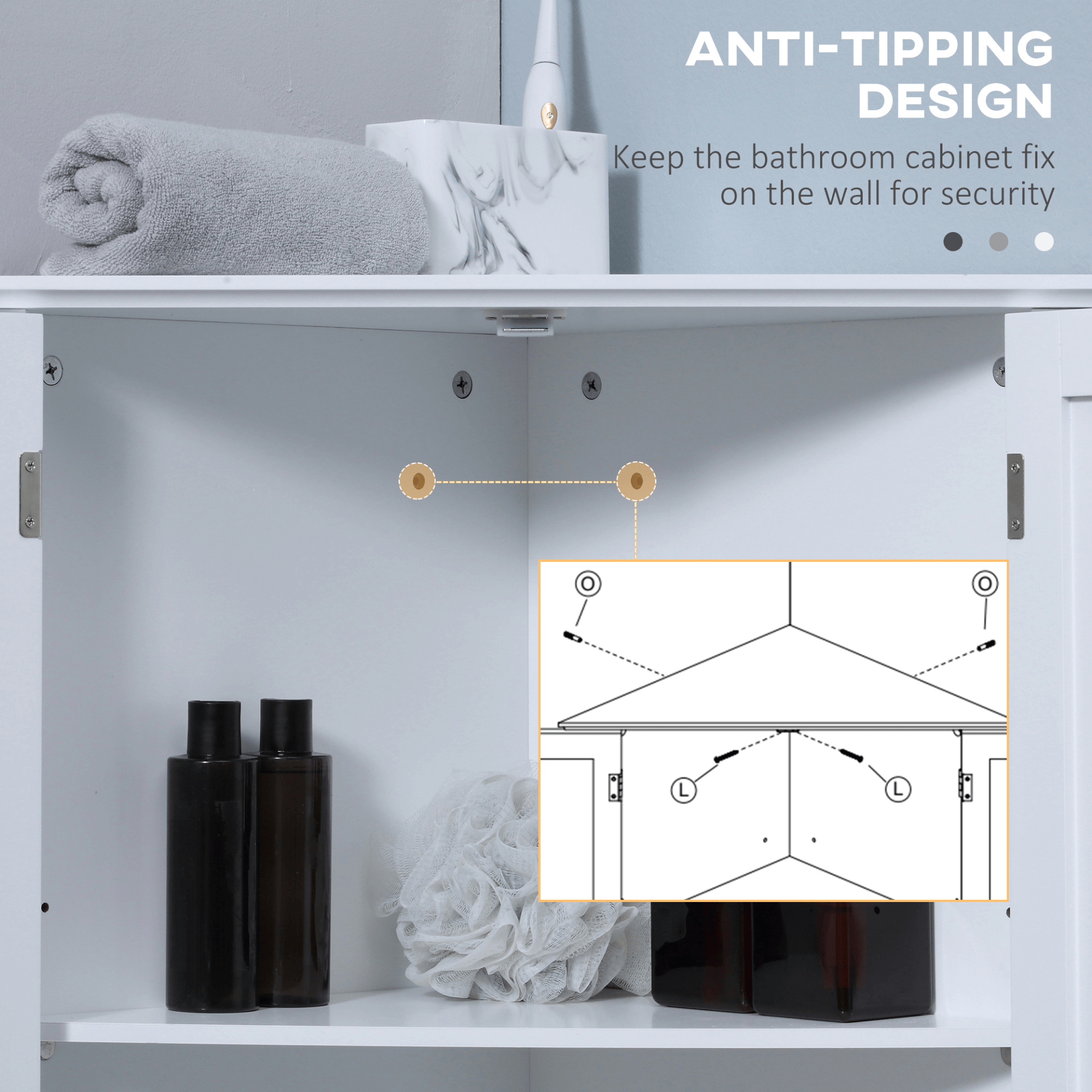 Triangle Bathroom Cabinet - Space-Saving Corner Storage, Optimize compact bathrooms with the kleankin Triangle Bathroom Cabinet. Features a recessed door and adjustable shelf for stylish, functional storage.