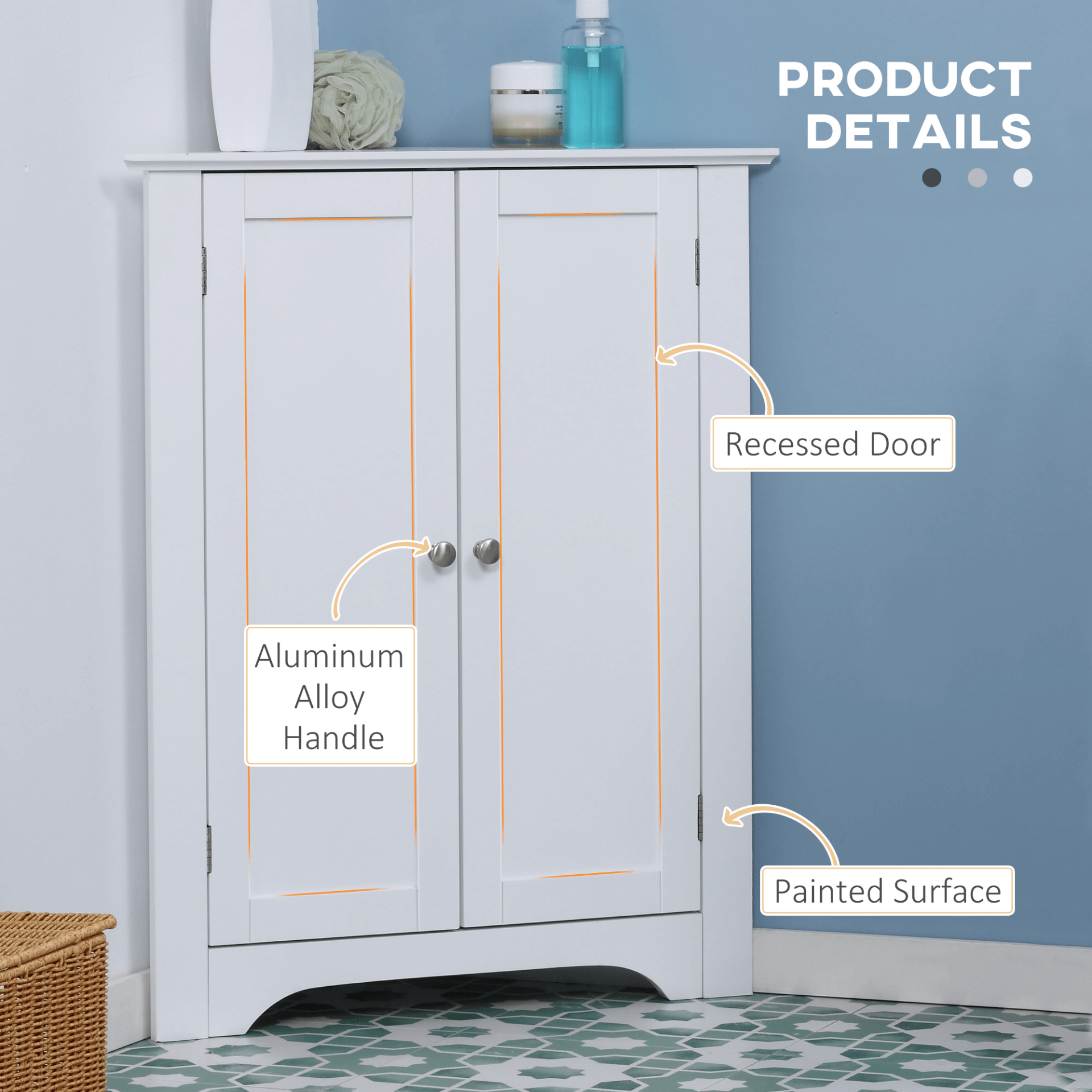 Triangle Bathroom Cabinet - Space-Saving Corner Storage, Optimize compact bathrooms with the kleankin Triangle Bathroom Cabinet. Features a recessed door and adjustable shelf for stylish, functional storage.