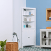 kleankin Triangle Bathroom Cabinet - Space-Saving Storage, Optimize your space with the stylish kleankin Triangle Cabinet, featuring 3-tier shelves and a spacious cupboard for all your storage needs.