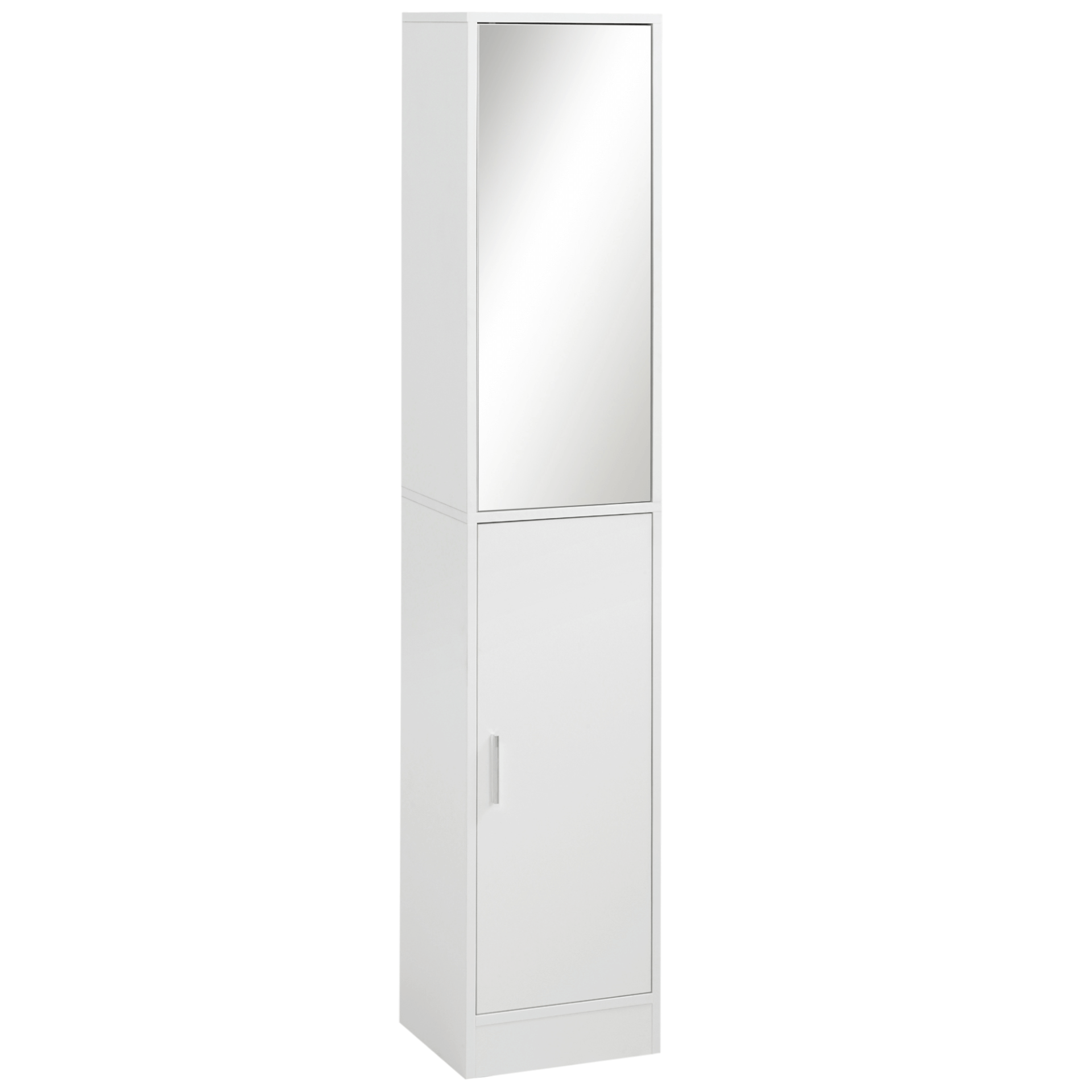 Tall Mirrored Bathroom Cabinet – Space-Saving Storage, Maximize your bathroom space with the sleek Kleankin tall cabinet featuring adjustable shelves and a push-open mirror design for easy access.