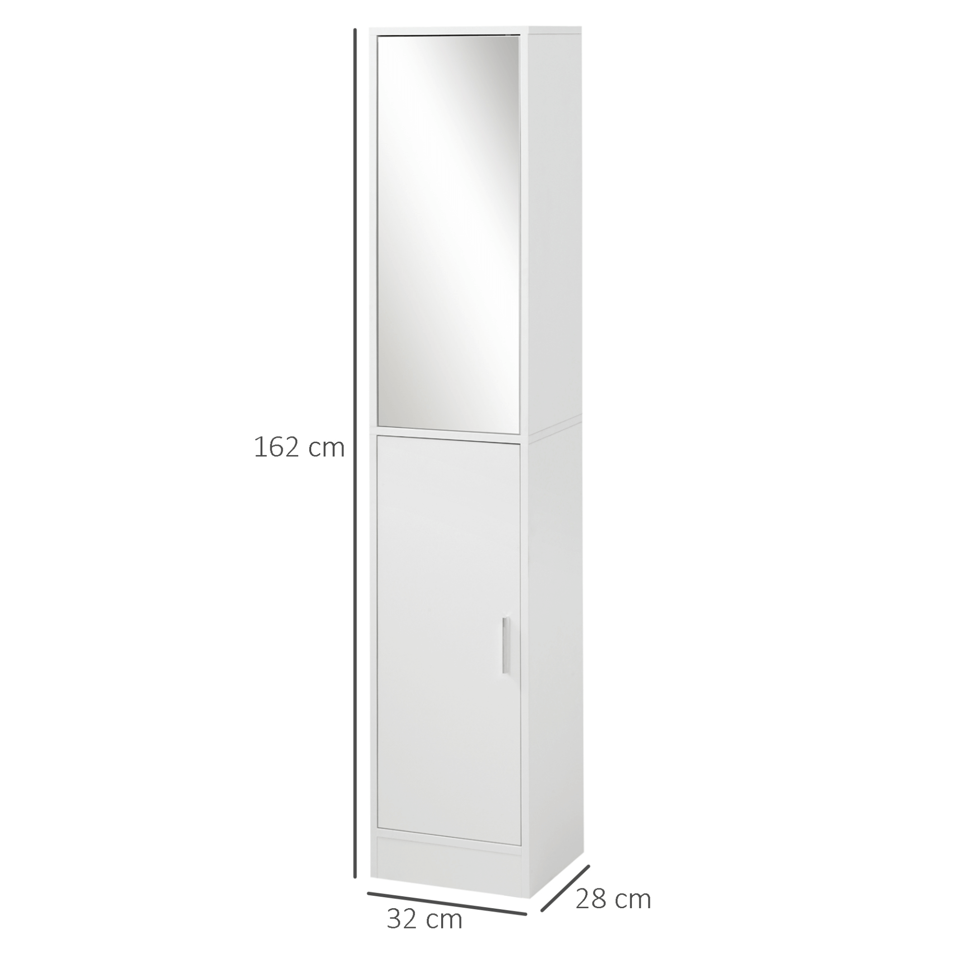 Tall Mirrored Bathroom Cabinet – Space-Saving Storage, Maximize your bathroom space with the sleek Kleankin tall cabinet featuring adjustable shelves and a push-open mirror design for easy access.