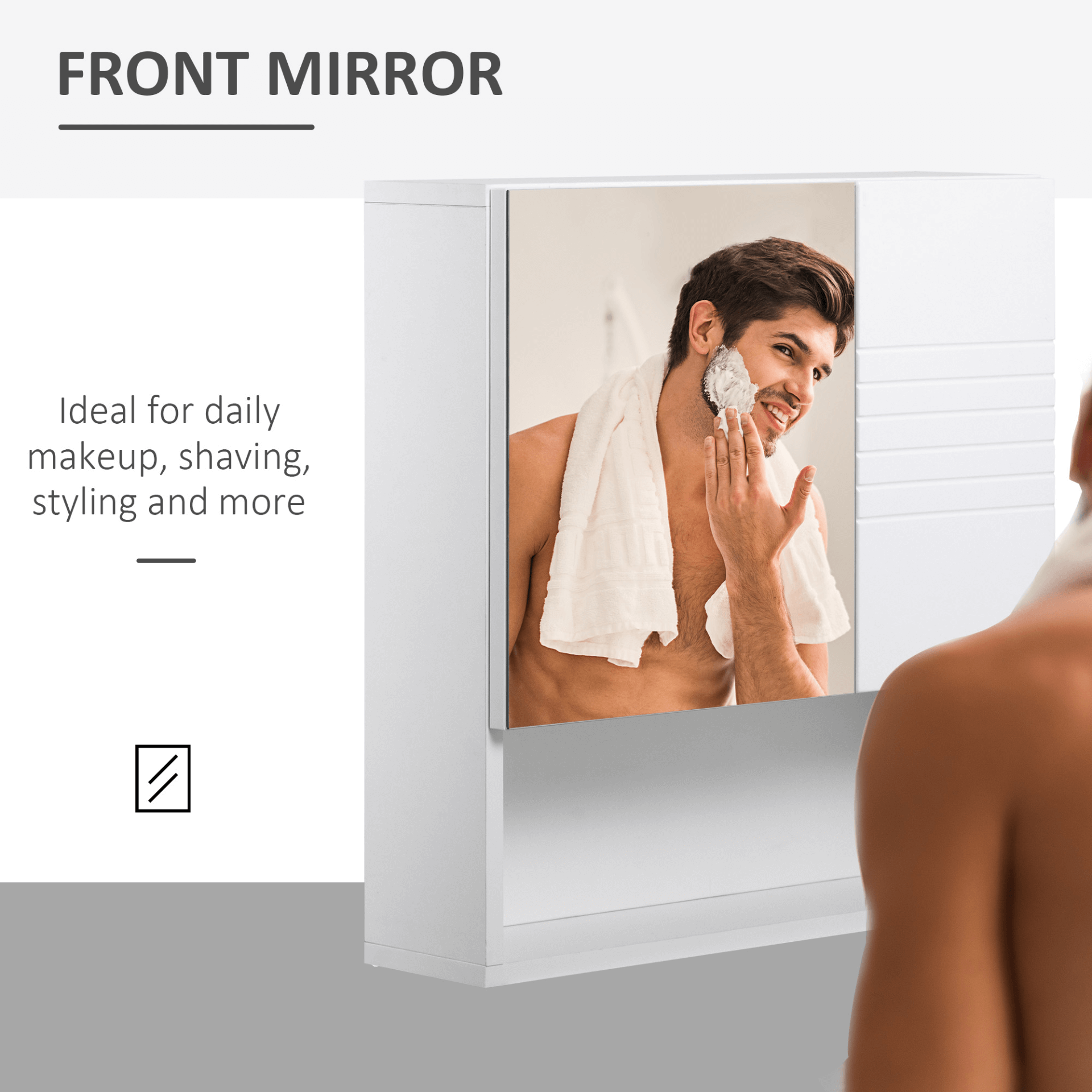 kleankin Bathroom Mirror Cabinet - Stylish Storage Solution, Upgrade your bathroom with the kleankin Mirror Cabinet featuring double doors, adjustable shelves, and ample storage space. Perfect for modern homes!