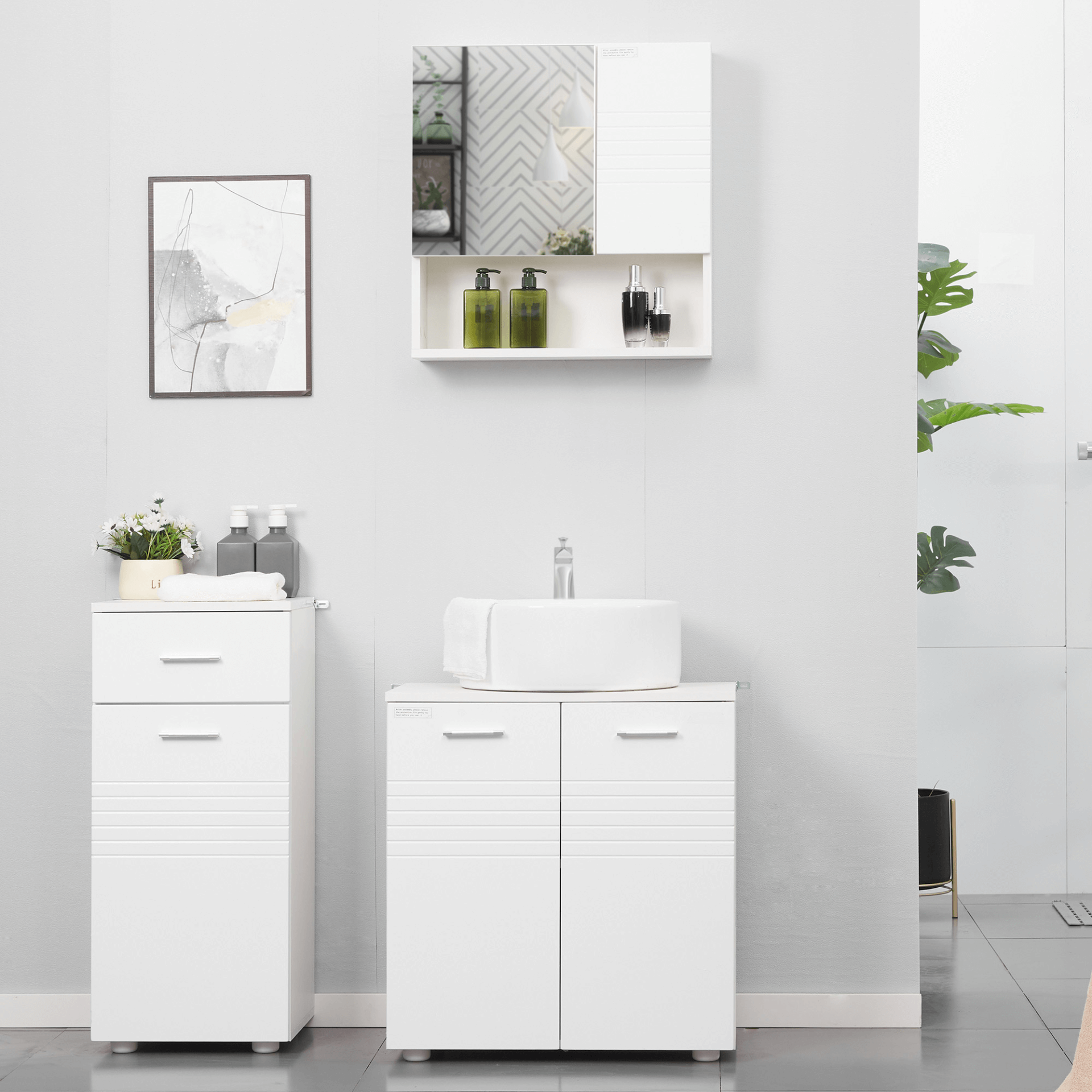 kleankin Bathroom Mirror Cabinet - Stylish Storage Solution, Upgrade your bathroom with the kleankin Mirror Cabinet featuring double doors, adjustable shelves, and ample storage space. Perfect for modern homes!