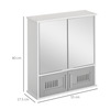 Stylish Grey Bathroom Mirror Cabinet - Wall Mounted, Upgrade your bathroom with a wall-mounted grey mirror cabinet featuring dual mirrored doors, an adjustable inner shelf, and organized storage for toiletries.