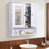 White Wall-Mounted Bathroom Cabinet with Mirror Doors, Optimize your space with a chic kleankin bathroom cabinet. Features mirrored doors and adjustable shelves. Ideal for bathroom organization.