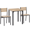 Compact 3-Piece Dining Table Set - Wood & Metal Bistro, Elevate your dining area with this compact 3-piece set featuring a natural wood finish, high back chairs, and space-saving design perfect for any decor.