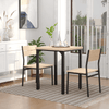 Compact 3-Piece Dining Table Set - Wood & Metal Bistro, Elevate your dining area with this compact 3-piece set featuring a natural wood finish, high back chairs, and space-saving design perfect for any decor.