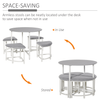 Modern Round Dining Table Set with 4 Stools, Perfect for family gatherings, this set features a compact, space-saving design with four upholstered stools that tuck neatly under the table.