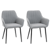 Mid-Century Light Grey Dining Chairs - Set of 2, Elevate your dining space with our Set of 2 Light Grey Linen Upholstered Dining Chairs, metal legs and mid-century modern design. Perfect for dining rooms.