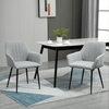 Mid-Century Light Grey Dining Chairs - Set of 2, Elevate your dining space with our Set of 2 Light Grey Linen Upholstered Dining Chairs, metal legs and mid-century modern design. Perfect for dining rooms.