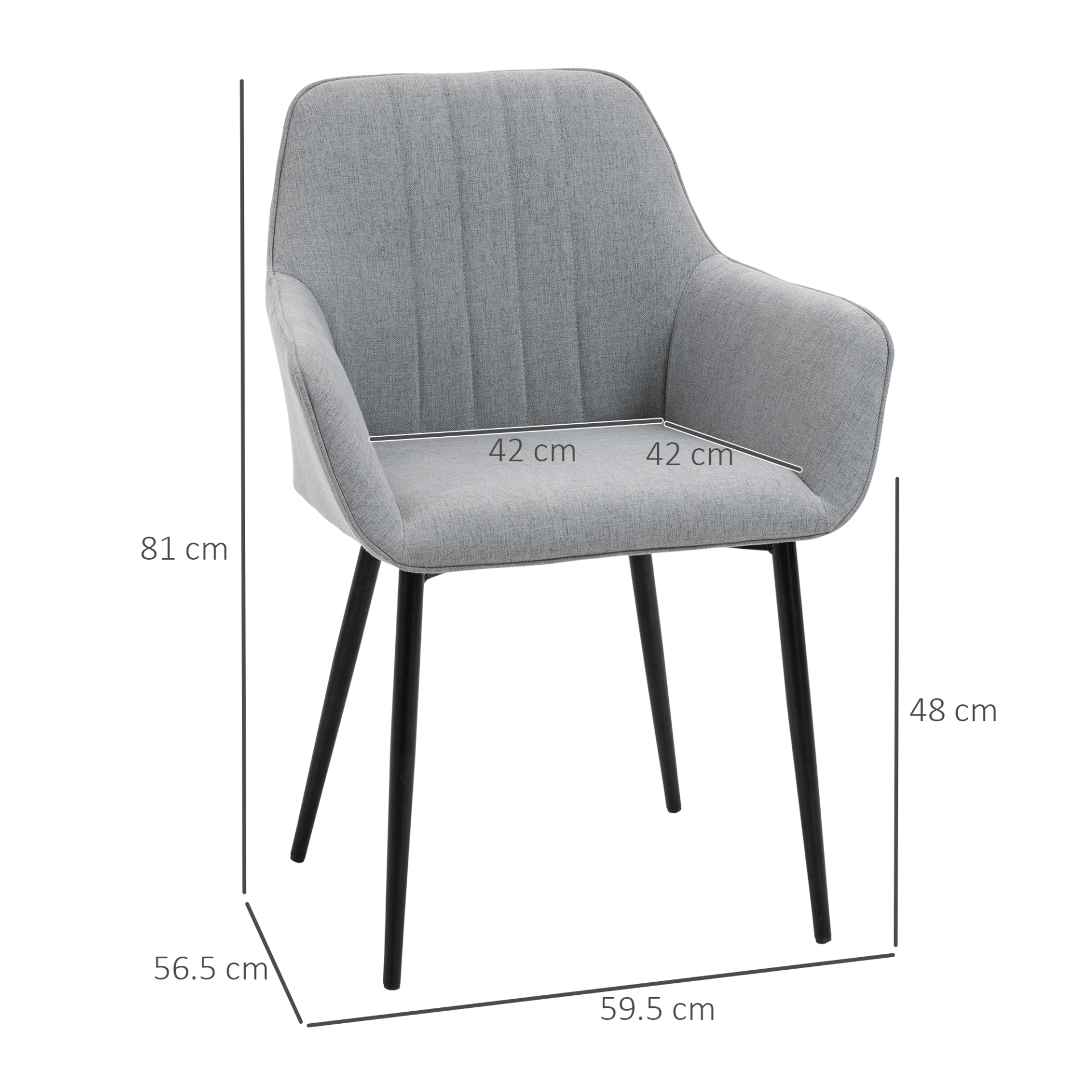 Mid-Century Light Grey Dining Chairs - Set of 2, Elevate your dining space with our Set of 2 Light Grey Linen Upholstered Dining Chairs, metal legs and mid-century modern design. Perfect for dining rooms.