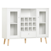 HOMCOM Modern Sideboard Storage Cabinet - White, Upgrade your space with the HOMCOM Sideboard. Features glass doors, a drawer, and a 12-bottle wine rack for stylish storage solutions.