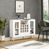 HOMCOM Modern Sideboard Storage Cabinet - White, Upgrade your space with the HOMCOM Sideboard. Features glass doors, a drawer, and a 12-bottle wine rack for stylish storage solutions.