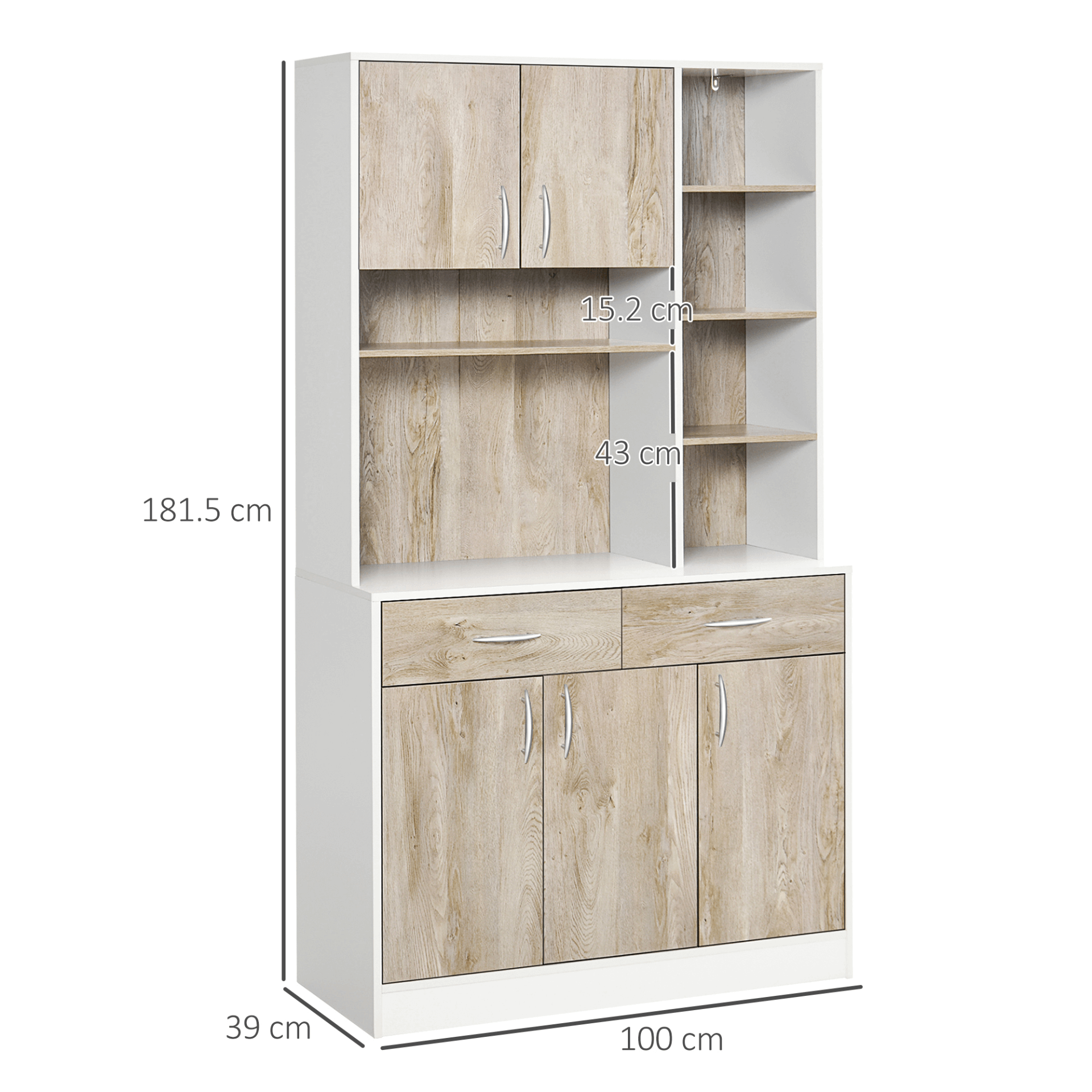 HOMCOM Kitchen Cupboard Sideboard Storage Unit, Versatile HOMCOM storage sideboard with adjustable shelves and drawers. Perfect for kitchens, dining rooms, and living areas.